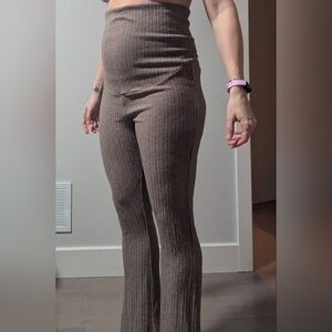 Maternity Ribbed Brown Pants